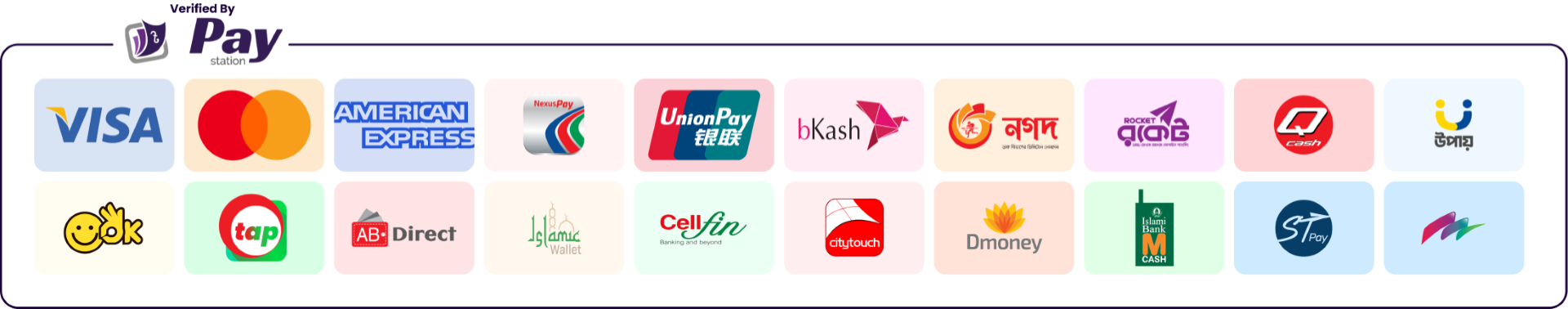 Accepted payment methods — Verified by PayStation